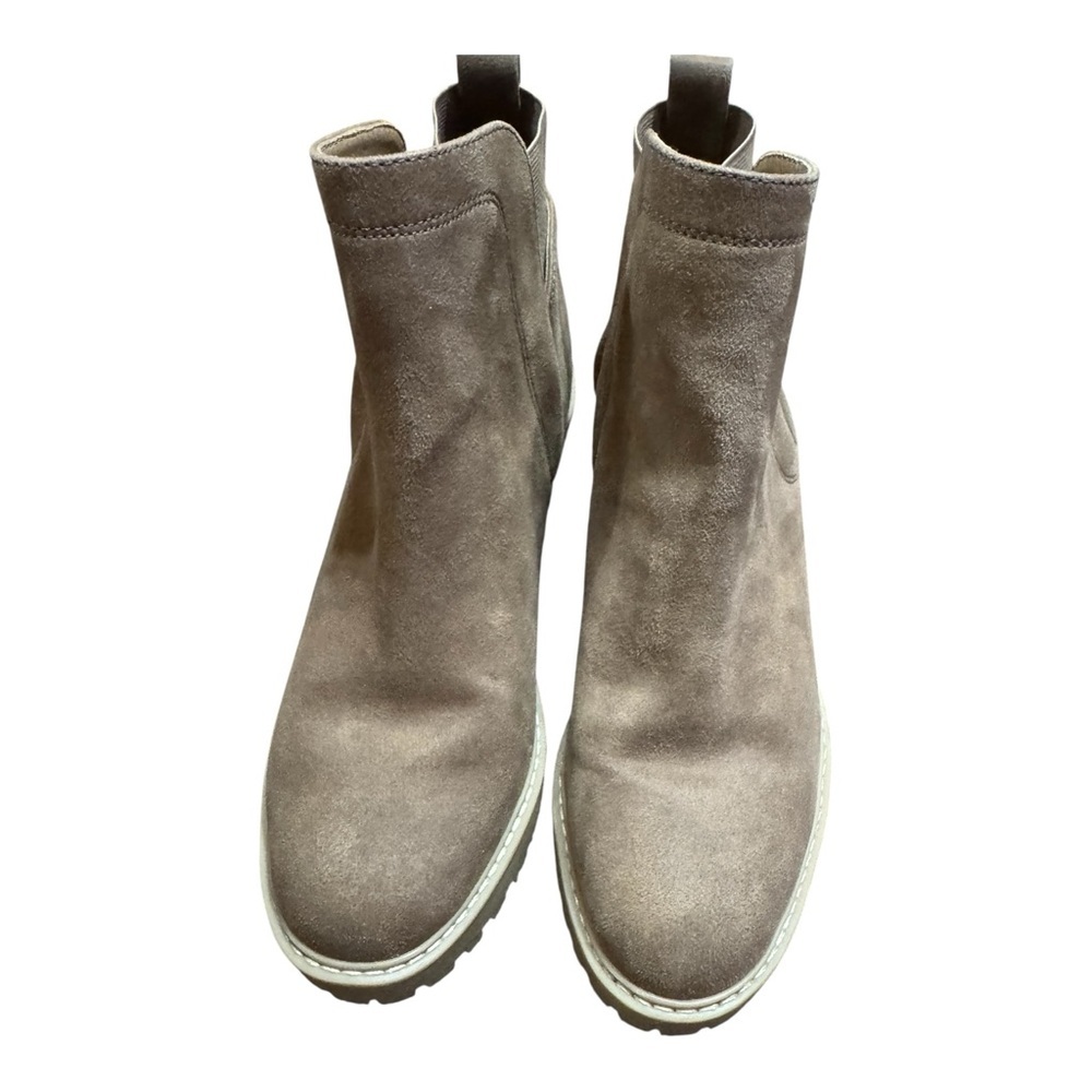 Dolce Vita Rango Ankle Boots Size 10 Taupe Suede Lug Sole Chelsea Wedge - Picture 3 of 9